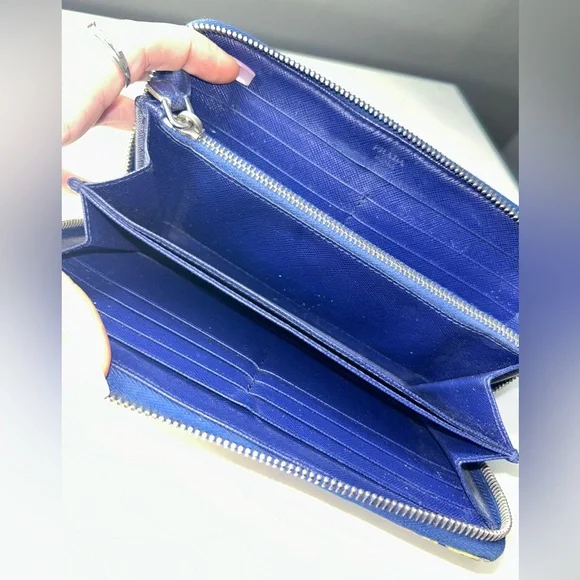 Prada blue Floral Zippy long wallet - Picture 2 of 5